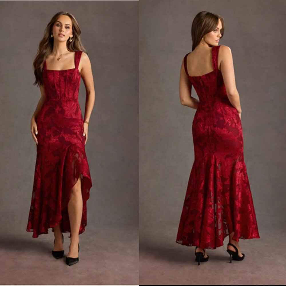 Azazie Remi Ruby Red Maxi Dress, custom size (size 6) NWT